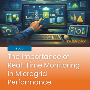 Operator using a digital dashboard to monitor real-time microgrid performance and energy systems