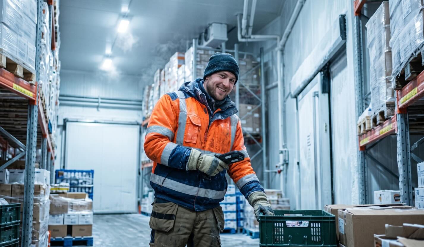 man working at cold storage facility